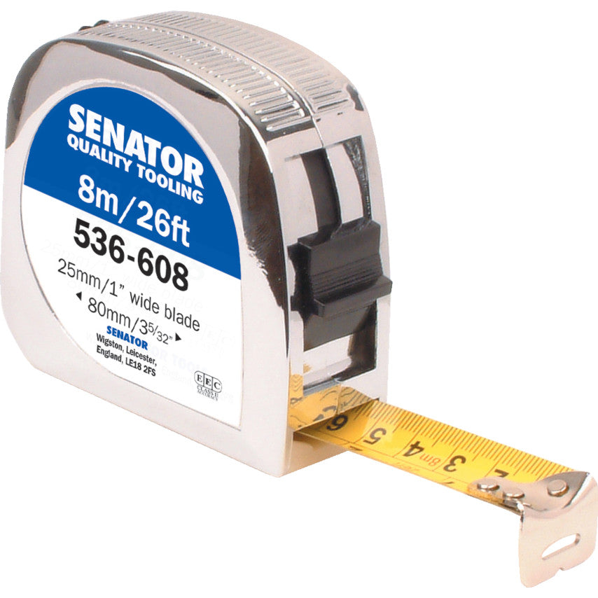 SENATOR 8M/25' LOCKING TAPE RULE- CHROMED CASE SEN-536-6080K SENATOR