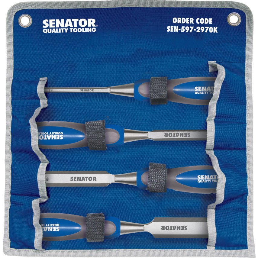 SENATOR  6-25mm BEVEL EDGE WOOD CHISEL SET 4-PCE SEN-597-2970K