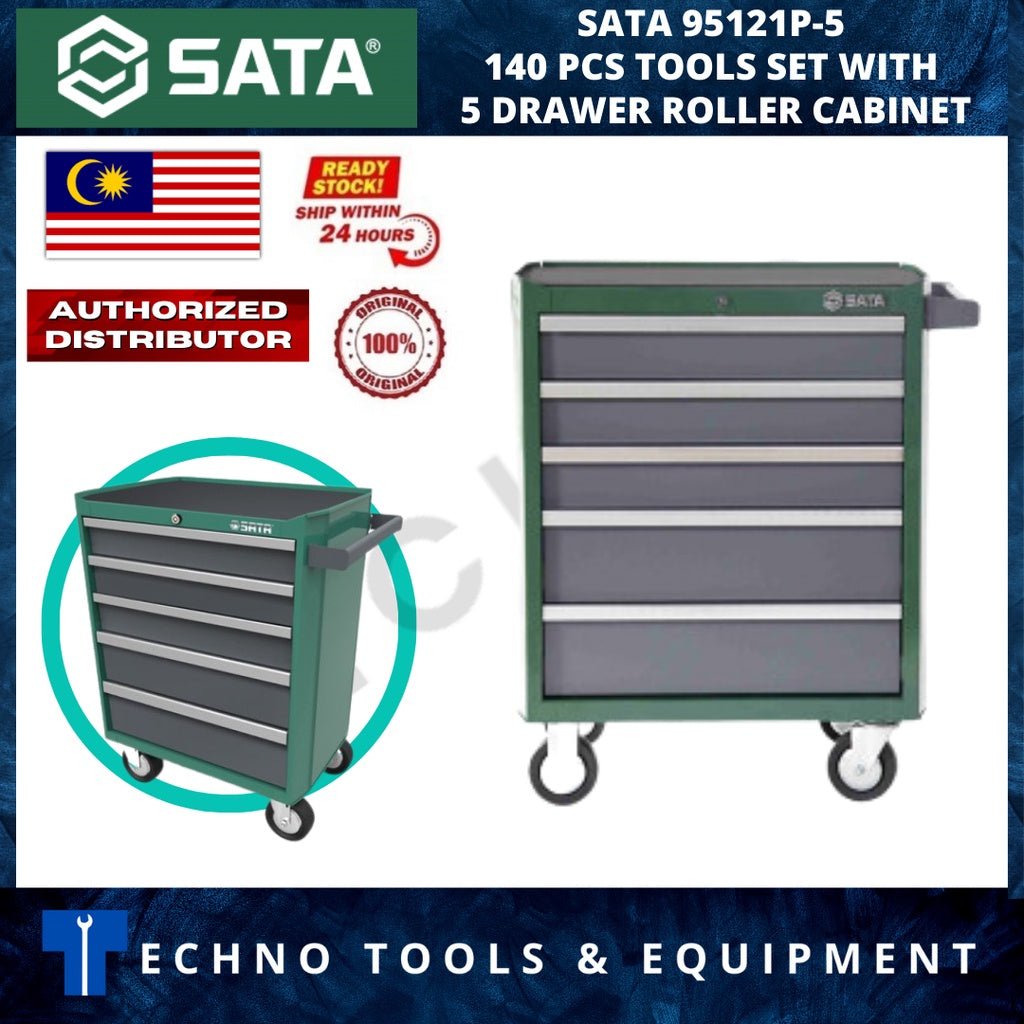SATA 95121P-5 140 PCS TOOLS SET WITH 5 DRAWER ROLLER CABINET