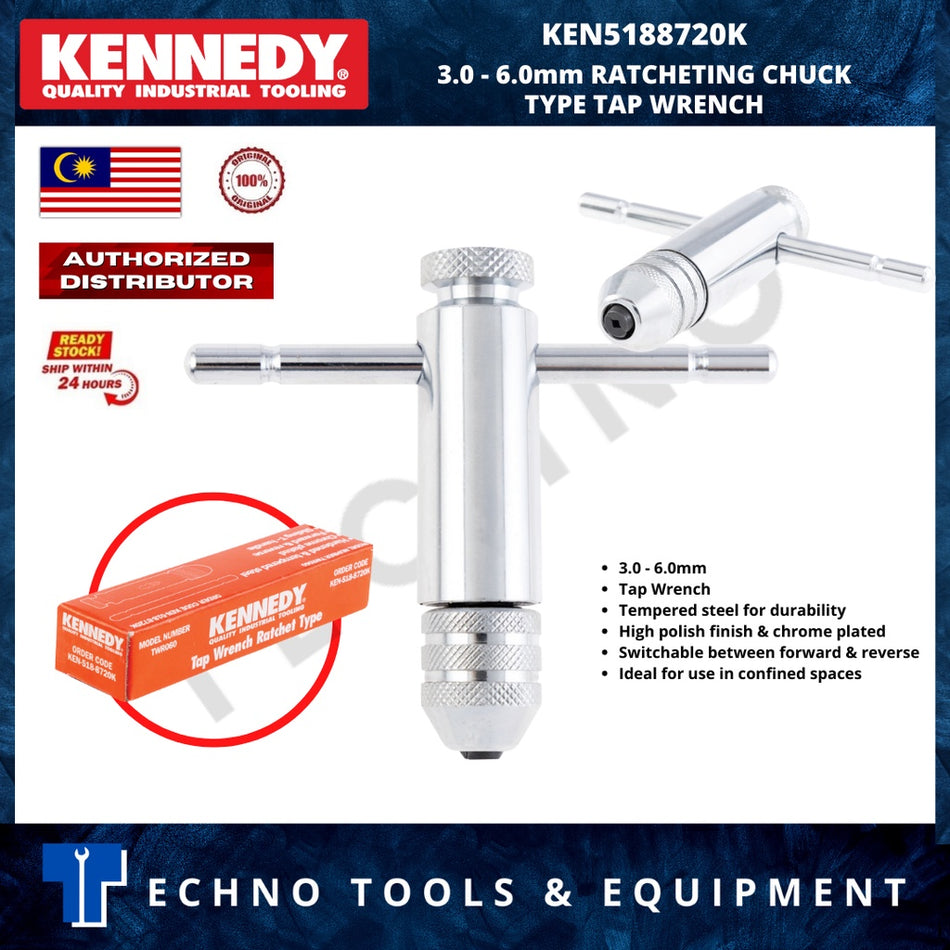 KENNEDY 3.0-6.0MM RATCHETING CHUCK TYPE TAP WRENCH KEN5188720K