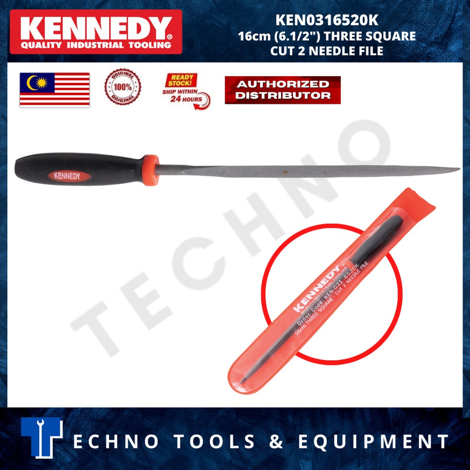 KENNEDY 16cm (6.1/2") THREE SQUARE CUT 2 NEEDLE FILE KEN0316520K