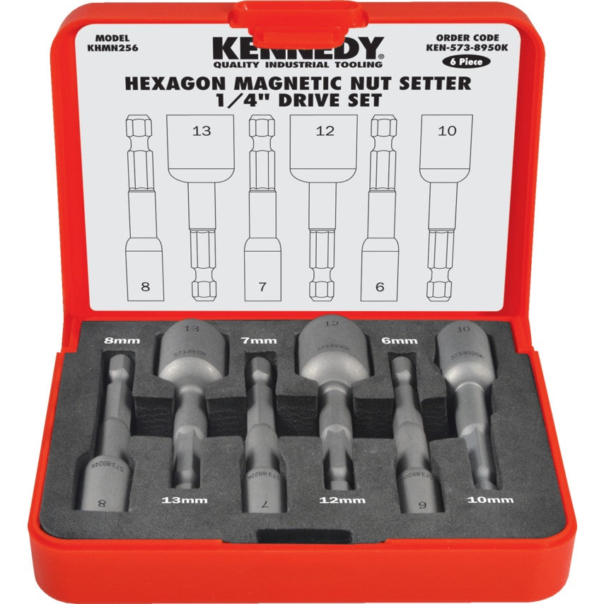 KENNEDY 6PC HEXAGON MAGNETIC NUTSETTER 1/4" DR SET KEN5738950K