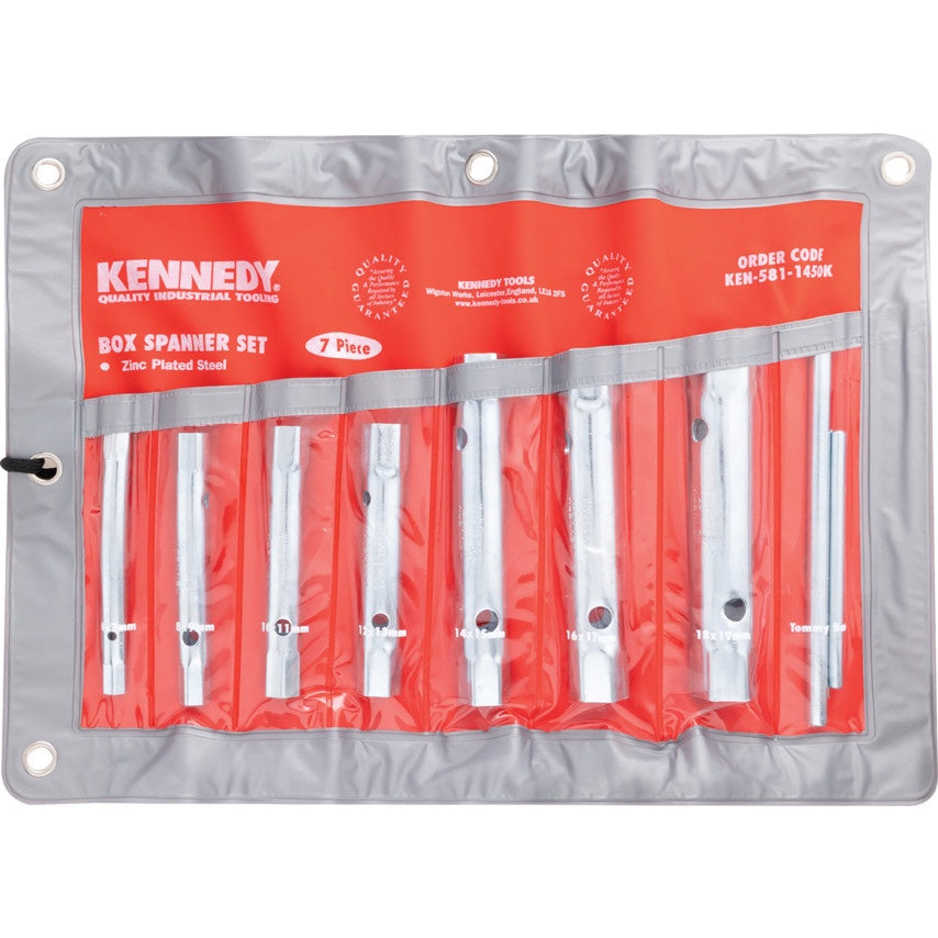 KENNEDY 7-PCE BOX SPANNER SET 6-19mm C/W TOMMY BARS KEN5811450K