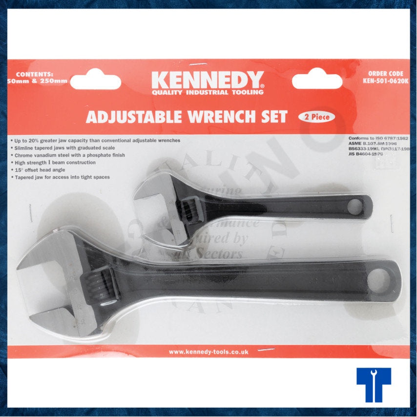 KENNEDY 6"/10" PHOSPHATE FINISH ADJUSTABLE WRENCH SET KEN5010620K