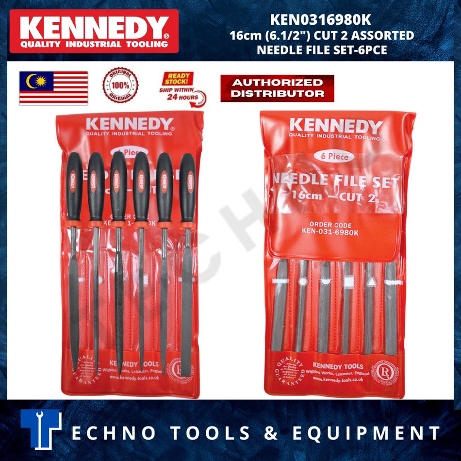 KENNEDY 16cm (6.1/2") CUT 2 ASSORTED NEEDLE FILE SET-6PCE KEN0316980K