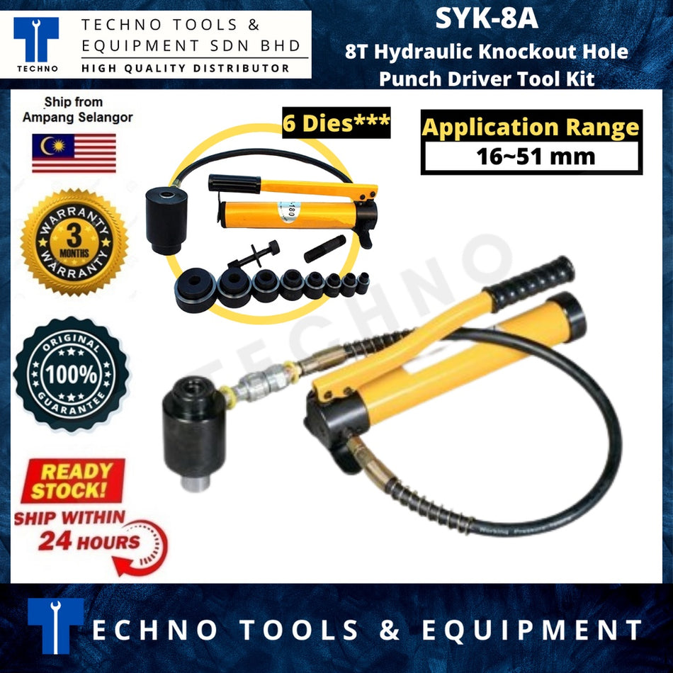 Ready Stock SYK-8A Hydraulic Punch Driver 10T Hole Punch Die Tools 16-51mm  SYK-8B 22-60mm