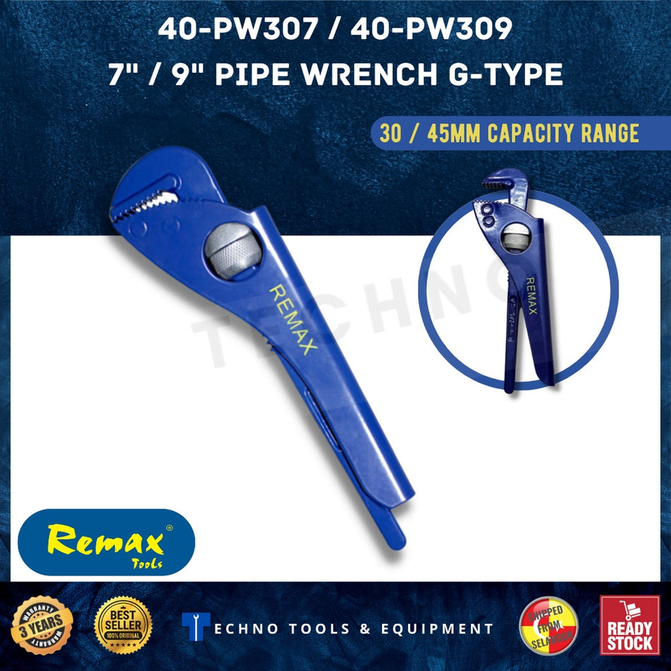 REMAX 7" / 9" Pipe Wrench Spanar Spanner G-Type 40-PW307 / 40-PW309