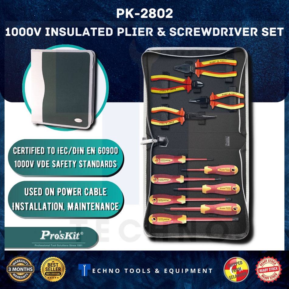 PRO'SKIT PK-2802 1000V Tested Plier & Screwdriver Set