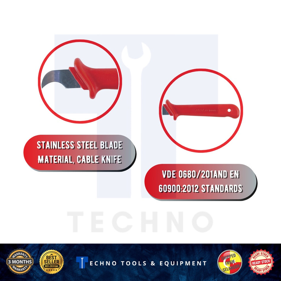 KENNEDY KEN5343500K 180mm Insulated Cable Knife Straight Blade