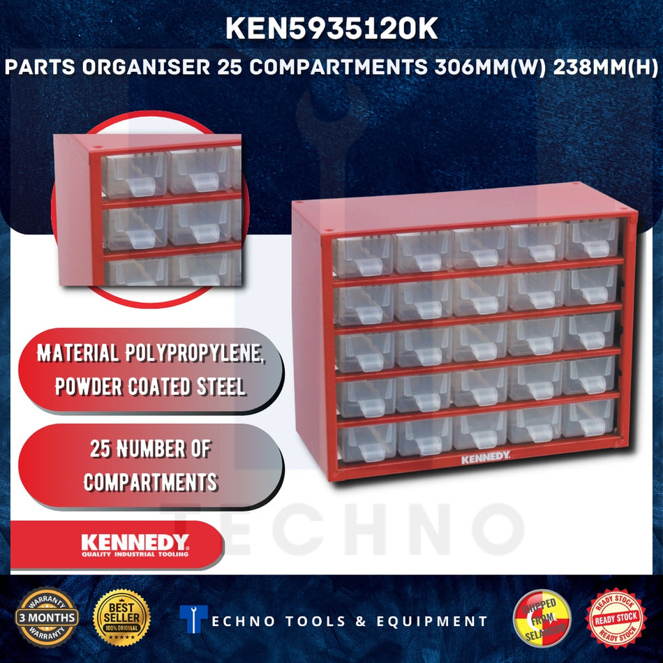 Kennedy KEN5935120K Parts Organiser, 25 Compartments, 306mm (W), 238mm (H)