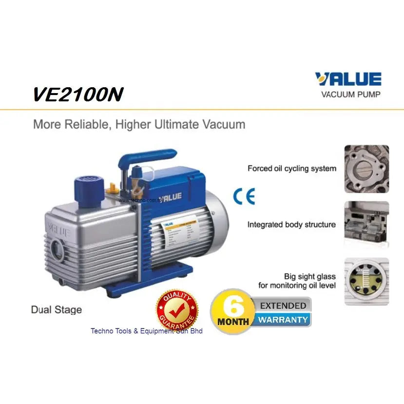 VALUE VE2100N 1.0HP 12.0CFM Portable Dual-Stage Vacuum Pump VALUE